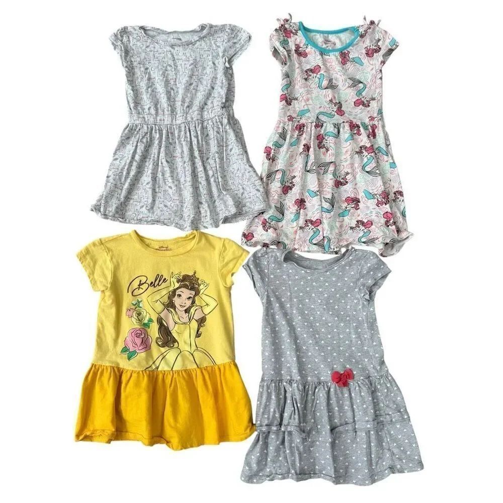 Set of 4 kids girls summer dresses size 5T/5 two dresses Disney